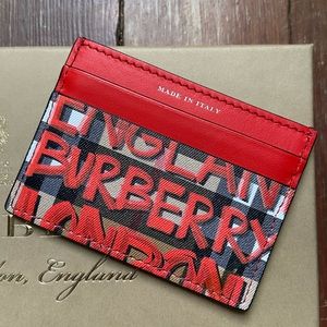 Burberry Red Graffiti Card Holder, new with tags.